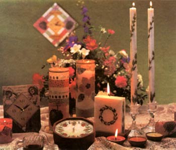 مجموعه‌ای گوناگون از تزئین سطح شمع‌ها