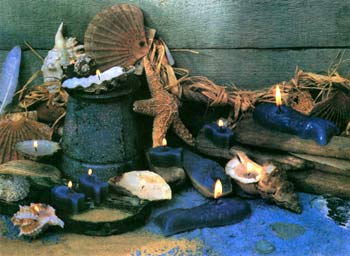 شمع‌های ساخته شده در انواع صدف و گوش‌ماهی