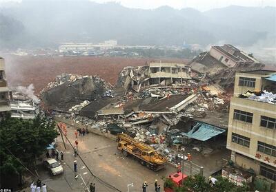 ببینید/ مدفون شدن ده‌ها نفر بر اثر رانش زمین در چین