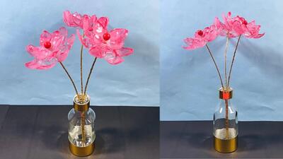 آموزش ساخت گل های تزئینی از بطری های پلاستیکی / ایده های بازیافت بطری های پلاستیکی