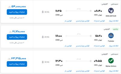 قیمت بلیط هواپیما تهران-دبی، امروز ۲۳ اردیبهشت ۱۴۰۳