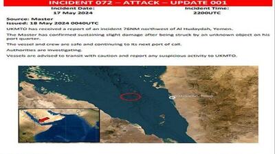 یک کشتی در سواحل یمن با «شی ناشناس» هدف حمله قرار گرفت