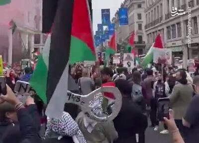 فیلم/ تظاهرات گسترده حامیان فلسطین در لندن