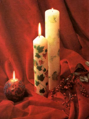 تزئین شمع با برگ پاپیتال