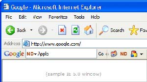 نوار ابزار یا Tool barپنجره Internet explorer