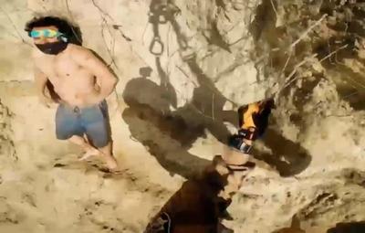 (ویدئو) نجات صخره‌نورد ماجراجو از یک قدمی مرگ