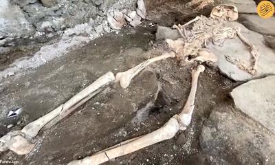 (ویدئو) کشف سه اسکلت ۲۰۰۰ ساله در ویرانه‌های پمپئی