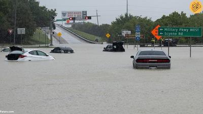 (ویدئو) سیل بزرگراه تگزاس را زیر آب برد