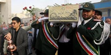 تشییع و خاکسپاری 2 شهید گمنام در محوطه بانک ملی +تصاویر