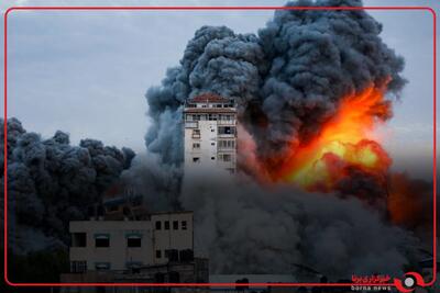 صحنه‌هایی از رگبار راکت‌های گردان‌های قدس به سمت شهرک‌های اشغالی اطراف نوار غزه