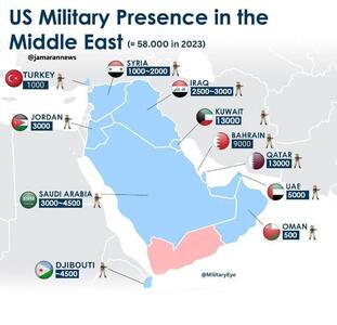 آمریکایی‌ها چند هزار نیرو در ۱۱ کشور خاورمیانه دارند؟