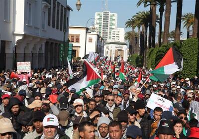 مغربی‌ها در حمایت از فلسطین به خیابان‌ها آمدند - تسنیم