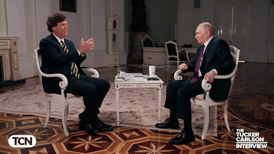 پوتین در مصاحبه با تاکر کارلسون: روسیه «تا آخر» برای منافع خود می‌جنگد