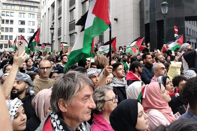 تظاهرات گسترده در بروکسل در حمایت از مردم غزه+ فیلم