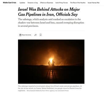 ادعای نیویورک تایمز : انفجار خط انتقال گاز، کار اسرائیل است