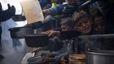 ویدیوها. تصاویری از وضعیت بحرانی غزه؛ فلسطینی‌ها در رفح برای یک وعده غذایی رایگان صف می‌کشند