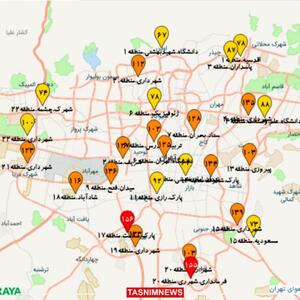هوای تهران در وضعیت نارنجی | هوای کدام مناطق ناسالم تر است؟  +نقشه