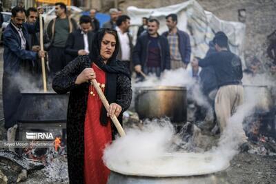 (تصاویر) پخت کشکک در روستای زراب‌ اورامانات
