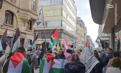 فیلم/ تظاهرات محکومیت نسل‌کشی ملت فلسطین در لوکزامبورگ