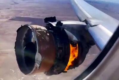 ویدئویی از لحظات اولیه آتش گرفتن موتور بوئینگ از داخل هواپیما