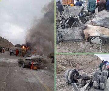 تصادف سه خودرو در خراسان شمالی با ۱۰ مصدوم و یک کشته