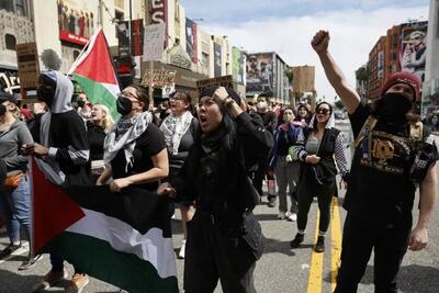 راهپیمایی در هالیوود در حمایت از آتش بس غزه