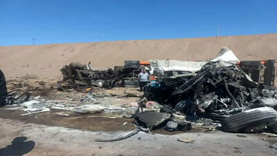 مرگ هولناک 2 راننده خودروی سنگین در جاده معدن سنگ آهن یزد + جزییات