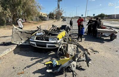 عکس/ منهدم شدن اتومبیل یک فلسطینی در رفح