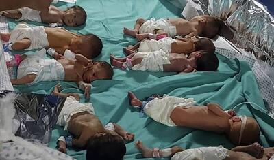 فیلم/ سوء‌ تغذیه نوزادان در غزه