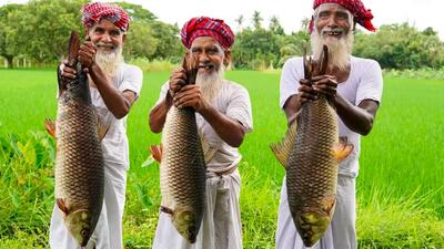 (ویدئو) فرآیند پخت چلو ماهی توسط سه پدربزرگ 70 ساله هندی برای معلولان و افراد مسن
