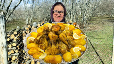 (ویدئو) نحوه پخت متفاوت ران مرغ ازبکی توسط مادر بزرگ روستایی تاتارستانی