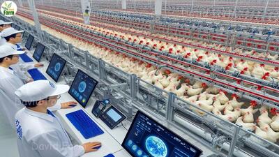 (ویدئو) ببینید چینی ها چگونه 400 هزار مرغ را به شکل خودکار پرورش می دهند