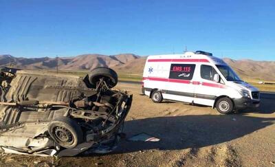 واژگونی هولناک خودرو در محور اردستان-مهاباد
