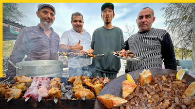 (ویدئو) غذاهای روستایی آذربایجانی؛ از کباب و واویشکای گوشت بره تا کباب گربه ماهی