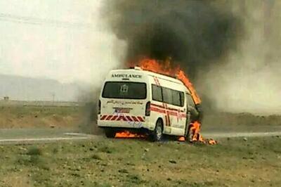 آمبولانس اورژانس خرمشهر در دزفول آتش گرفت
