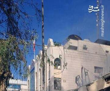 تصاویر تخریب ساختمان کنسولگری ایران در دمشق