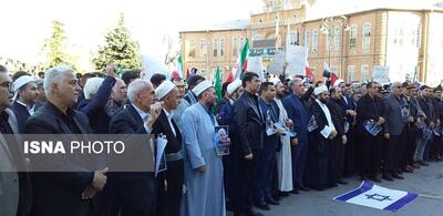 تجمع مردم ارومیه در اعتراض به جنایات رژیم صهیونیستی و حمله به کنسولگری ایران در سوریه
