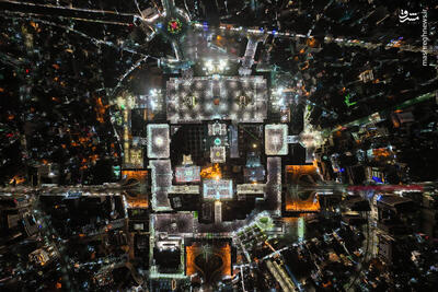 تصویر هوایی از مراسم شب بیست و سوم ماه مبارک در حرم رضوی