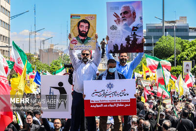 آغاز راهپیمایی روز جهانی قدس و تشیع شهدای کنسولگری ایران در دمشق