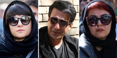 تصاویری از حضور غم‌انگیز و غیرقابل باور بازیگران مشهور در مراسم تشییع رضا داوودنژاد - چی بپوشم