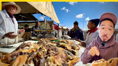 (ویدئو) غذاهای خیابانی مراکش؛ از بره بریانی و کباب گوشت تا کوکورچ روده