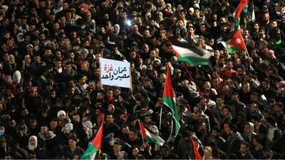 تظاهرات اردنی‌ها در حمایت از غزه برای چهاردهمین روز متوالی