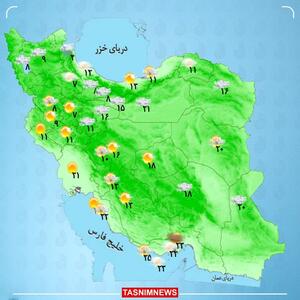 بارش باران و وزش باد در ۲۰ استان / نقشه هوای استان ها امروز 21 فروردین