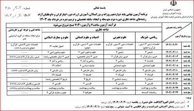 برنامه امتحانات نهایی خردادماه ۱۴۰۳ اعلام شد