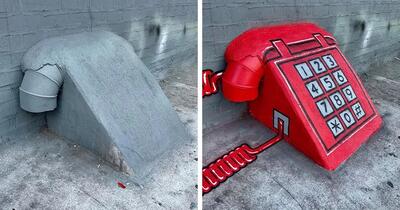هنرمند خیابانی شی های خسته کننده خیابان را به آثار هنری تبدیل کرد !