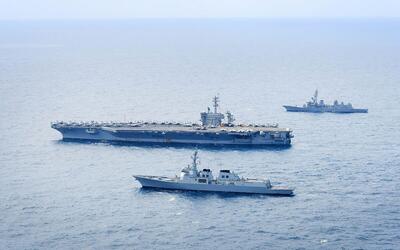 (ویدئو) رزمایش مشترک دریایی کره جنوبی، آمریکا و ژاپن