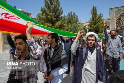 (تصاویر) تجمع طلاب و روحانیون در حمایت از حمله سپاه به اسرائیل