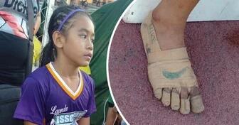 دختری با کفش هایی که روی پاهایش کشیده بود برنده ۳ مدال طلای مسابقات دو و میدانی شد!