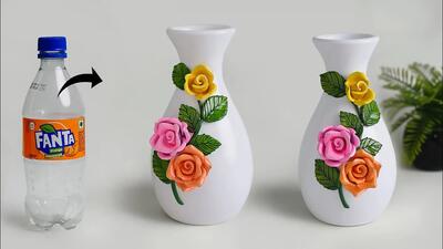این گلدان که شبیه گلدان گل سرامیکی است را با بطری پلاستیکی درست کنید !