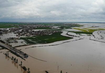 تصاویر هوایی از حجم سیلاب در شهرستان زرآباد+ فیلم - تسنیم
